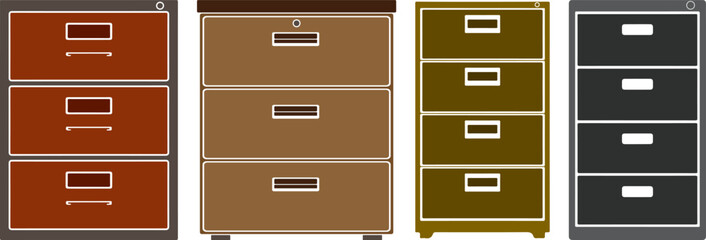 Filing Cabinet Colorful Vector Illustration Collection