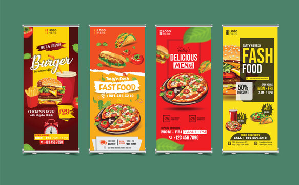 Fast food restaurant banner templates elegant standee design