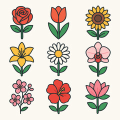 Flower in the vector flat sticker style