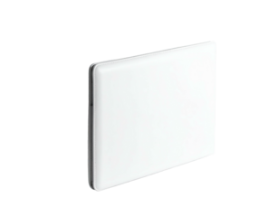 A sleek, rectangular, white panel with rounded edges against a dark background