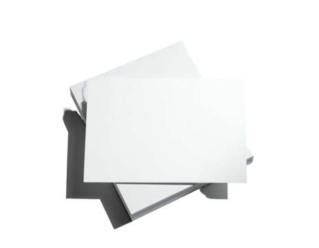 A stack of blank rectangular cards, casting shadows on a black background