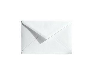 Isolated, white envelope on a black background; shadow visible