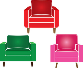 Armchair Colorful Vector Illustration Collection