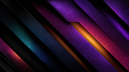 Obraz premium Abstract gradient diagonal lines dark background neon light purple orange blue texture metallic modern