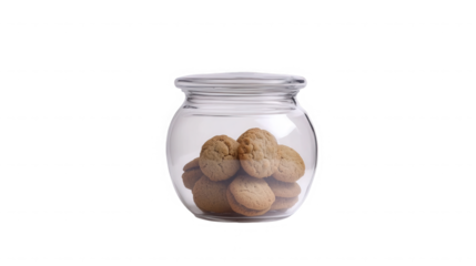 Glass jar with cookies isolated on transparent background, perfect for storage