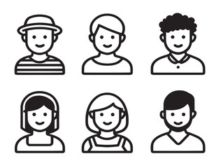 Modern User Profile Icons With Minimalist Elegant Line Drawing  
