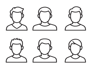 Clean Line User Icons In Stylish Minimalist Stock Illustration  