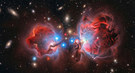 Deep Space Photography of Star-Forming Nebula with Young Stars