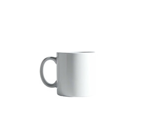 Obraz premium Isolated white mug, set against a deep black background, with a curved handle