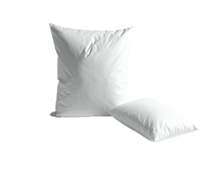 Two white bags, one upright and the other lying down, against a black backdrop