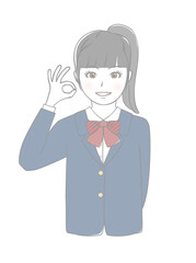 オッケーサインをする女子生徒
