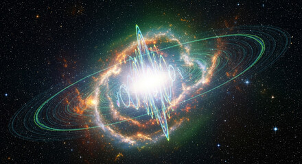 Distant Quasar with Bright Energy Jets and Starfield