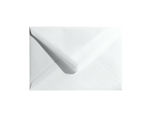 Crisp, white envelope, sealed shut, set against a black background