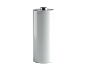 A close-up studio shot of a cylindrical battery on a black background
