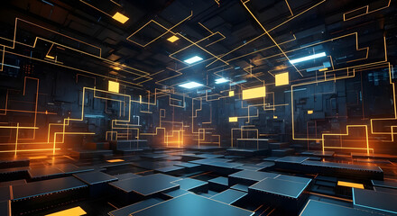 Step into the future with this dynamic digital cityscape, perfect for tech, innovation, and futuristic concepts
