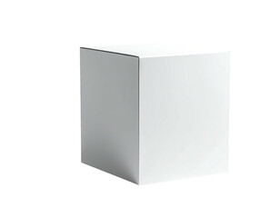 Isolated, white, 3D cube against a black background. Smooth surfaces and sharp angles