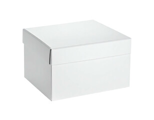 Plain white square box with closed lid, isolated on a dark background