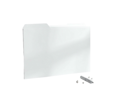 A digital representation of a blank folder with a metallic pen next to it