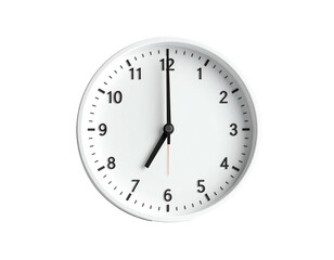 Plain white analog clock face set to 7 o'clock, with hands and numbers clearly visible