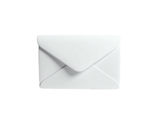 A photorealistic 3D rendering of a closed, white envelope on black