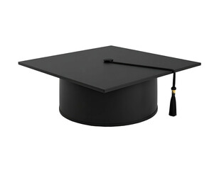A simple illustration of a black graduation cap on a black background