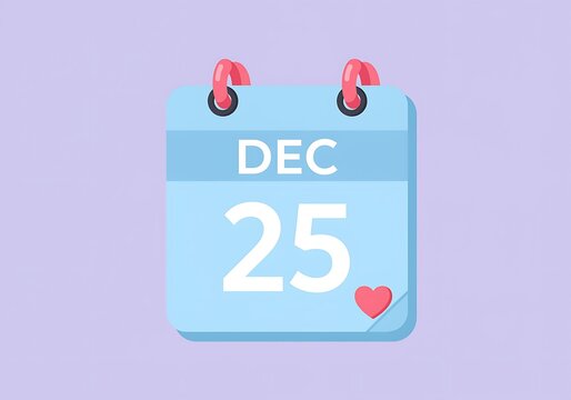 Festive December 25th Calendar Page Icon with Heart Celebrating Christmas Day and Holiday Season with Joyful Anticipation