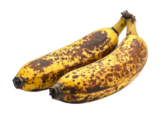 Overripe bananas with brown spots, perfect for baking, smoothies, or composting, isolated on a clean white background.