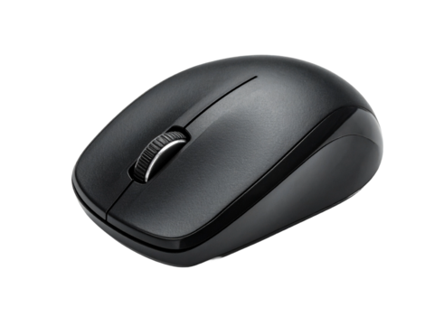 Black wireless computer mouse sleek design for modern desktop setups, offering smooth navigation, comfortable grip, and portable convenience for daily work.