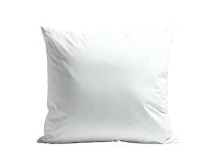 A square, white pillow, perfectly centered against a stark black background