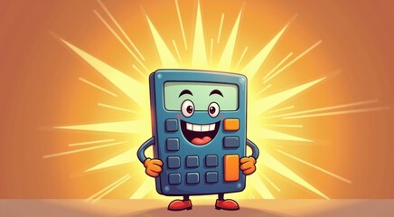 Cartoon character of a calculator with a happy face