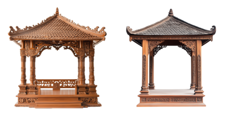 Set of Asia Pavilian Isolated on Transparent Background. PNG