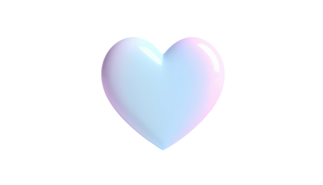 A 3D rendering of a glossy, gradient heart against a black background