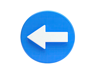 A round, bright blue button features a white arrow pointing to the left