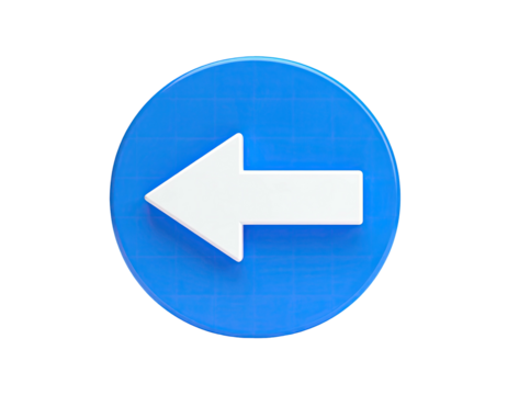 A round, bright blue button features a white arrow pointing to the left