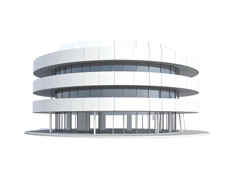 Modern, multi-level white building with large windows and minimalist design - Powered by Adobe