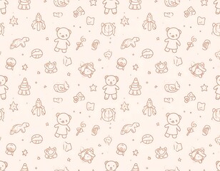 Cute Cartoon Animals and Toys Pattern.