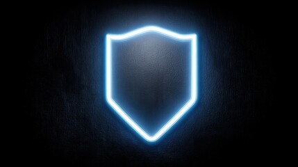 Glowing Neon Shield Outline on a Dark Textured Background