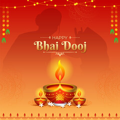Naklejka na ściany i meble Vector illustration of Happy Bhai Dooj social media template