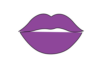 Lip contour continuous one line art drawing isolated minimalist outline vector illustration
