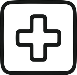 Smooth outline of a first-aid box with cross sign