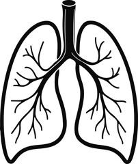 Elegant line art of lungs in abstract smooth outline