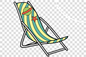 Striped deck chair with planet and starfish