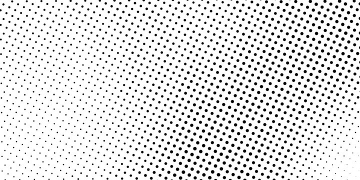 Fototapeta Monochrome gradient halftone dots background. Vector illustration. Abstract small grunge dots on white background