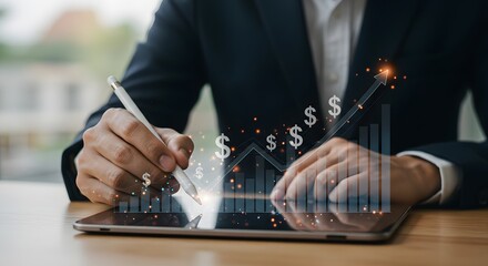 Business Growth and Financial Analysis on Tablet