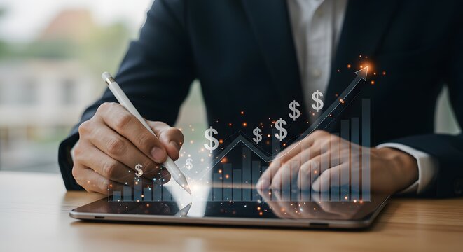 Business Growth and Financial Analysis on Tablet