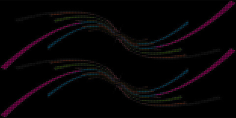 Flowing particles wave pattern, colorful spectrum colors gradient isolated on white background. Vector in concept of AI technology, science, music, modern.