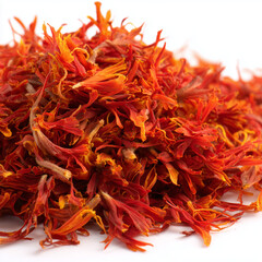 Naklejka premium dried safflower petals on white background