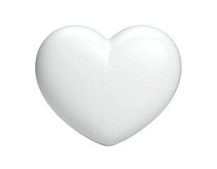 A smooth, glossy, white, heart shape isolated against a dark black background