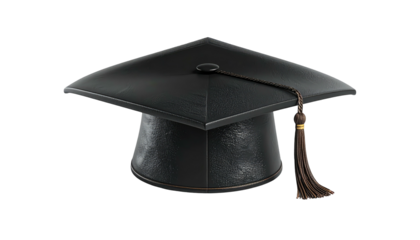 A classic black mortarboard with tassel, a symbol of academic achievement
