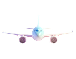 Front-view of a stylized airplane with colorful gradient, isolated on black